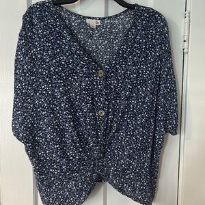 SO Women's Navy Floral Blouse